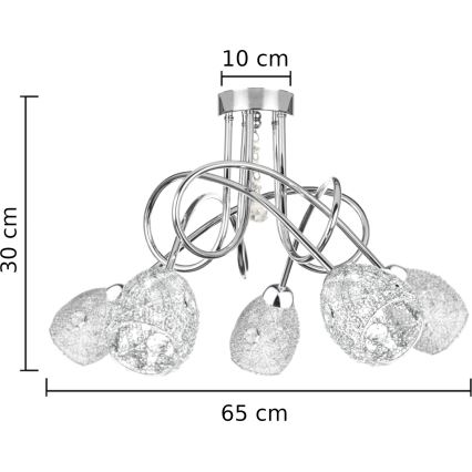 Virsapmetuma lustra TWIST CRYSTAL 5xE14/40W/230V