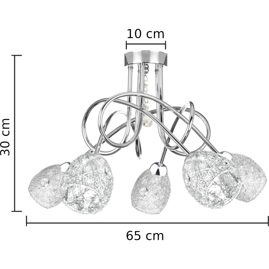 Virsapmetuma lustra TWIST CRYSTAL 5xE14/40W/230V