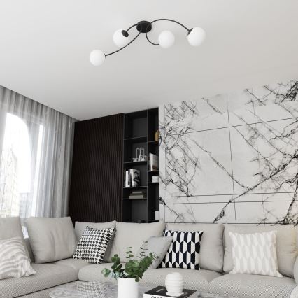 Virsapmetuma lustra VIBRA 4xE14/10W/230V melna/balta