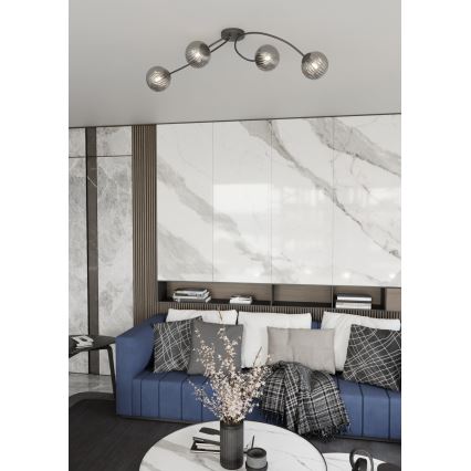 Virsapmetuma lustra VIBRA 4xE14/10W/230V melna/pelēka