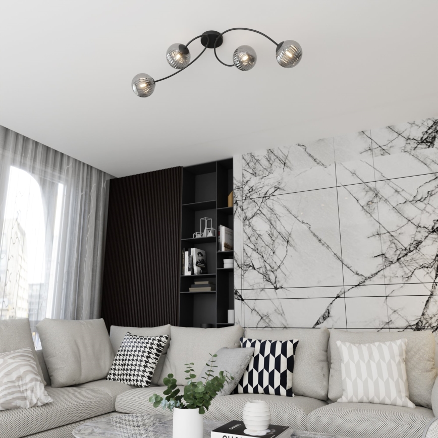 Virsapmetuma lustra VIBRA 4xE14/10W/230V melna/pelēka