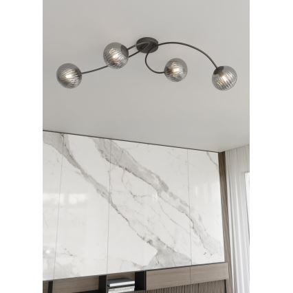 Virsapmetuma lustra VIBRA 4xE14/10W/230V melna/pelēka