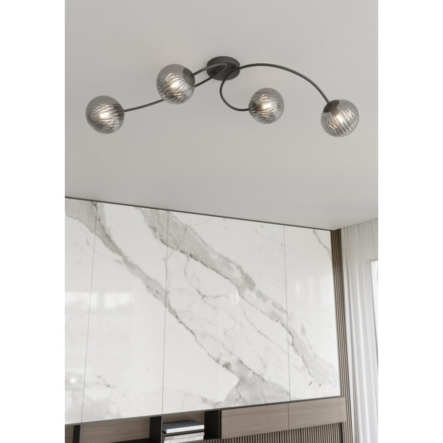 Virsapmetuma lustra VIBRA 4xE14/10W/230V melna/pelēka