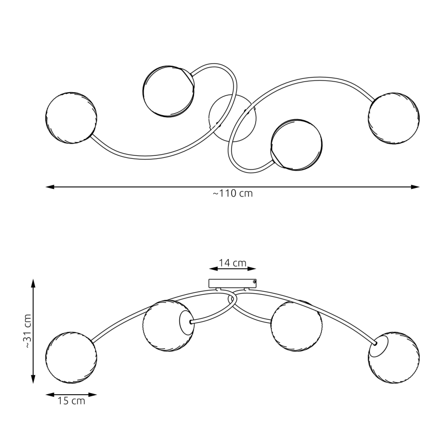 Virsapmetuma lustra VIBRA 4xE14/10W/230V melna/pelēka