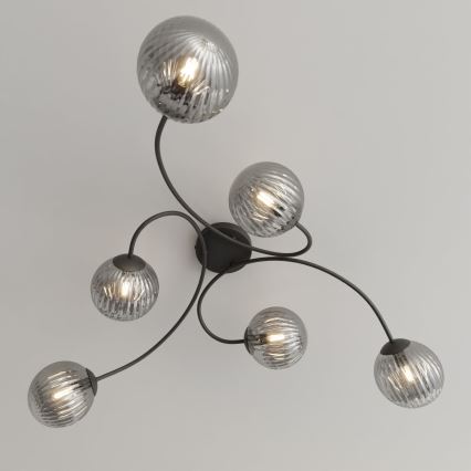 Virsapmetuma lustra VIBRA 6xE14/10W/230V melna/pelēka
