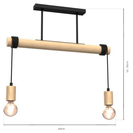 Virsapmetuma lustra VIGA 2xE27/60W/230V koka