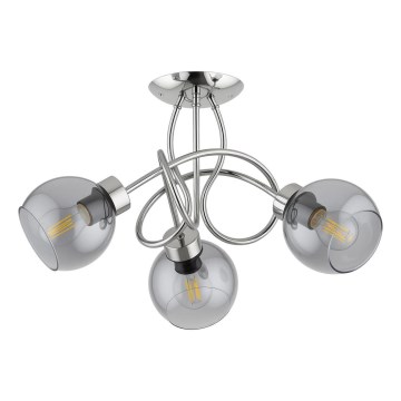 Virsmas griestu lampa HOSSA 3xE27/15W/230V, spīdīgs hroms/melna/dūmakaina