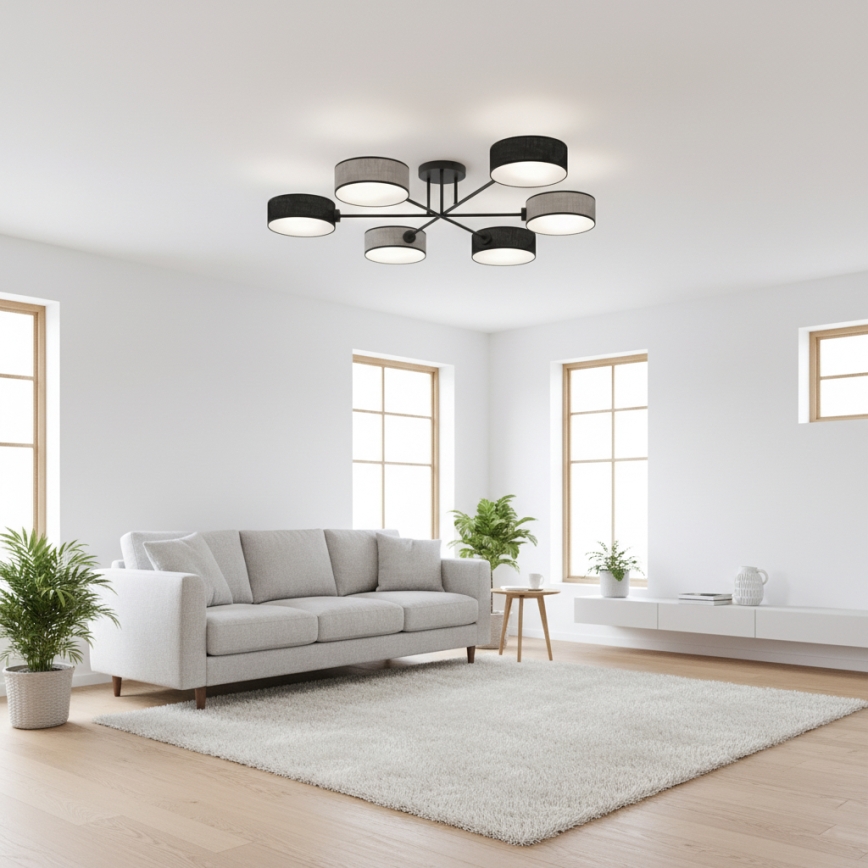 Virsmas griestu lampa MAGA 6xE14/10W/230V melna/pelēka