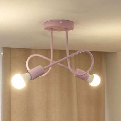 Virsmas griestu lampa OXFORD 2xE27/15W/230V rozā