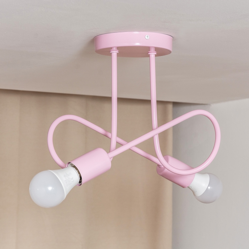 Virsmas griestu lampa OXFORD 2xE27/15W/230V rozā