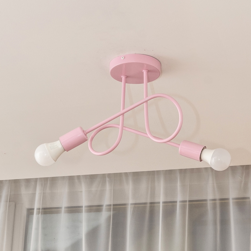 Virsmas griestu lampa OXFORD 2xE27/15W/230V rozā