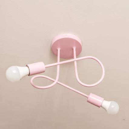 Virsmas griestu lampa OXFORD 2xE27/15W/230V rozā