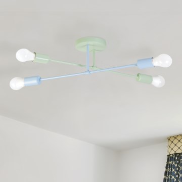 Virsmas montāžas griestu lustra CAMBRIDGE 4xE27/15W/230V, zaļa/zila