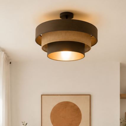 Virsmas montējamā griestu lampa WENTA 1xE27/60W/230V Ø 50 cm brūna/džuta