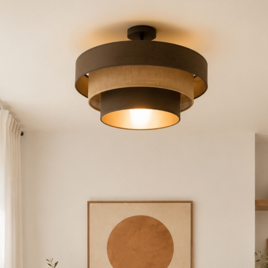 Virsmas montējamā griestu lampa WENTA 1xE27/60W/230V Ø 50 cm brūna/džuta