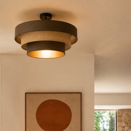 Virsmas montējamā griestu lampa WENTA 1xE27/60W/230V Ø 50 cm brūna/džuta