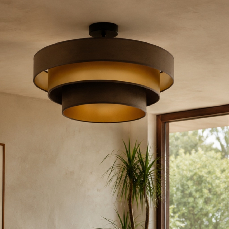 Virsmas montējamā griestu lampa WENTA 1xE27/60W/230V Ø50 cm brūna/zelta