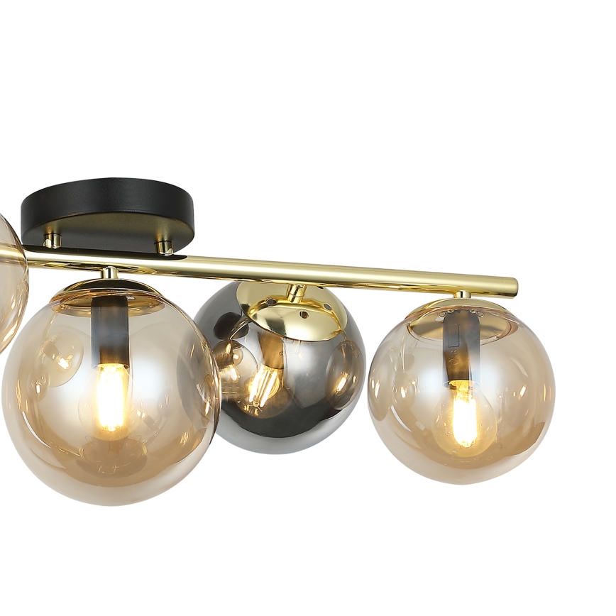 Virsmas piestiprināma griestu lampa AURIS 5xE14/15W/230V — zelta/dūmakaini melna/bēša apdare