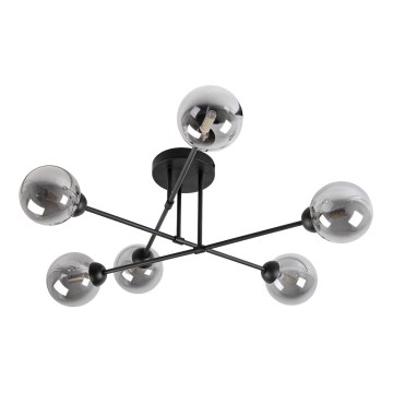 Virsmas piestiprināma griestu lustra OBSIDIAN 6xG9/10W/230V melna/dūmakaini pelēka