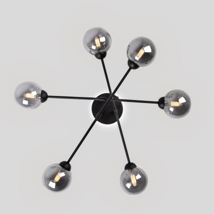 Virsmas piestiprināma griestu lustra OBSIDIAN 6xG9/10W/230V melna/dūmakaini pelēka