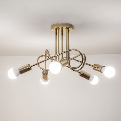 Virsmas piestiprināma griestu lustra OXFORD 5xE27/15W/230V zelta krāsā