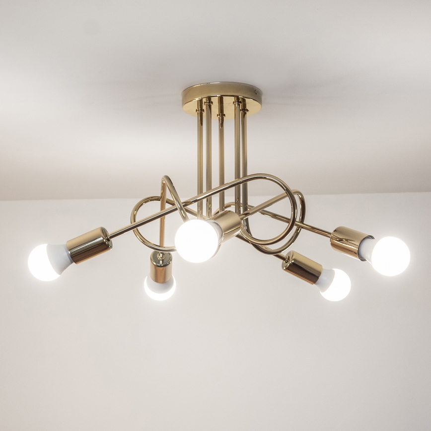 Virsmas piestiprināma griestu lustra OXFORD 5xE27/15W/230V zelta krāsā