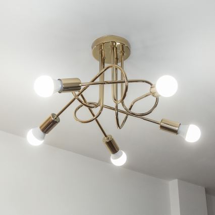 Virsmas piestiprināma griestu lustra OXFORD 5xE27/15W/230V zelta krāsā