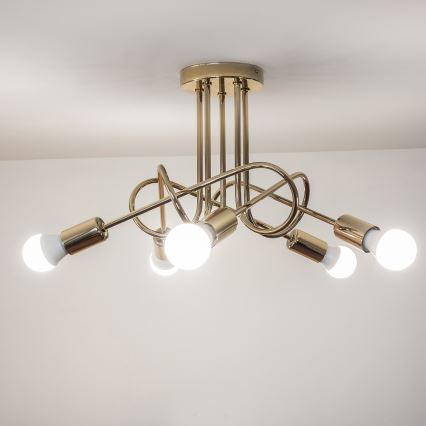 Virsmas piestiprināma griestu lustra OXFORD 5xE27/15W/230V zelta krāsā