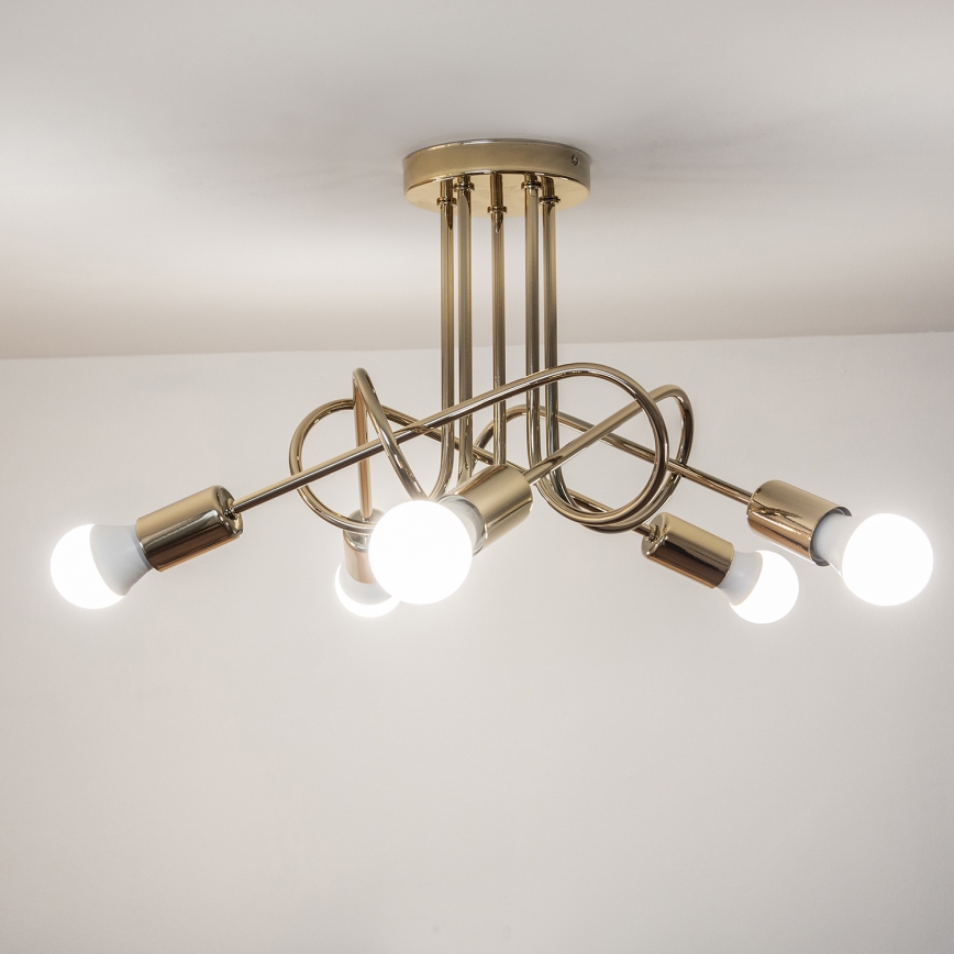 Virsmas piestiprināma griestu lustra OXFORD 5xE27/15W/230V zelta krāsā