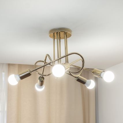 Virsmas piestiprināma griestu lustra OXFORD 5xE27/15W/230V zelta krāsā