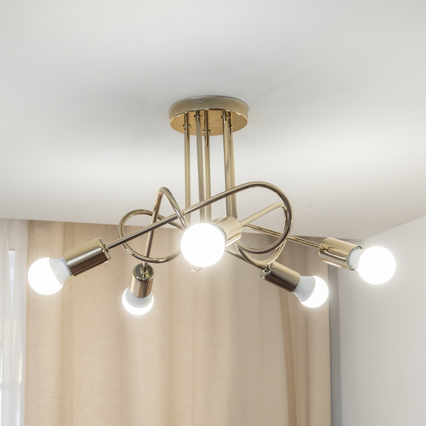 Virsmas piestiprināma griestu lustra OXFORD 5xE27/15W/230V zelta krāsā