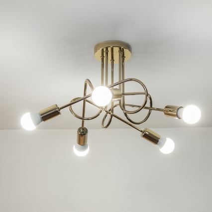 Virsmas piestiprināma griestu lustra OXFORD 5xE27/15W/230V zelta krāsā
