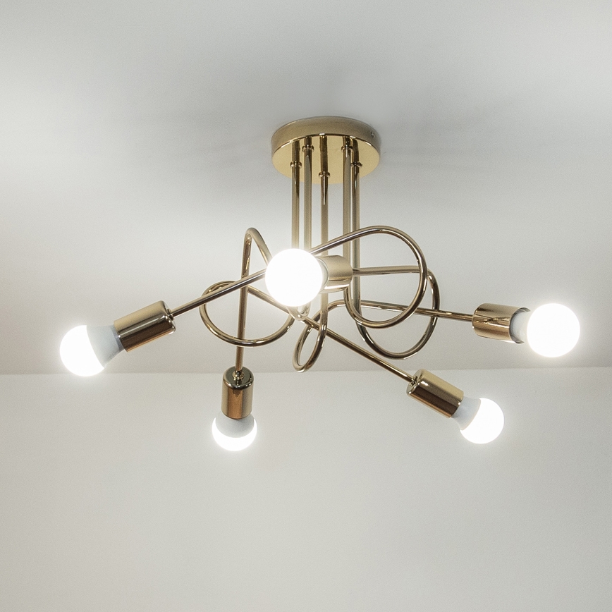 Virsmas piestiprināma griestu lustra OXFORD 5xE27/15W/230V zelta krāsā