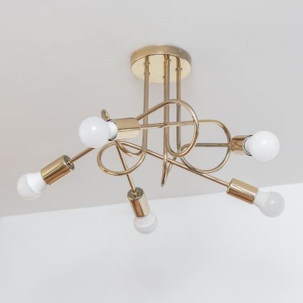 Virsmas piestiprināma griestu lustra OXFORD 5xE27/15W/230V zelta krāsā