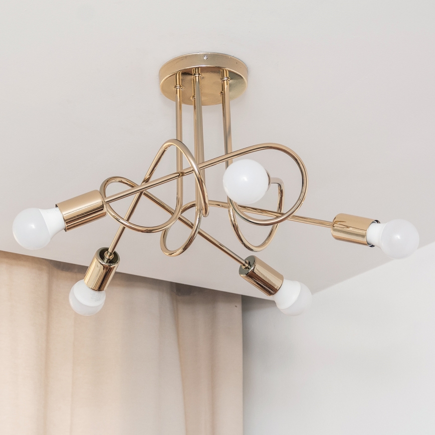 Virsmas piestiprināma griestu lustra OXFORD 5xE27/15W/230V zelta krāsā