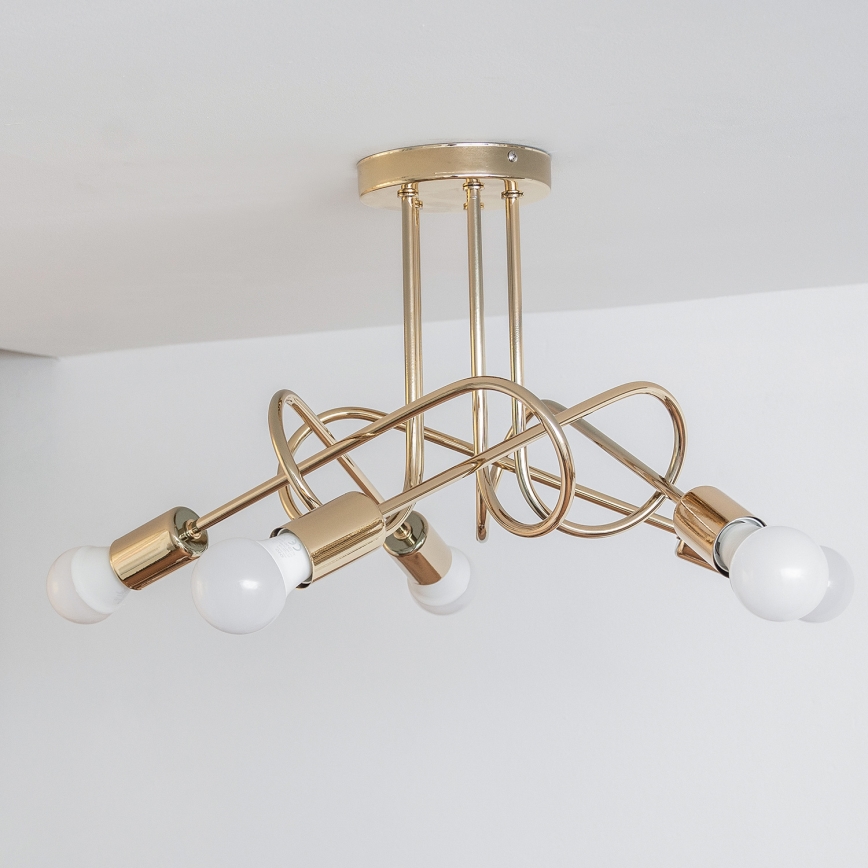 Virsmas piestiprināma griestu lustra OXFORD 5xE27/15W/230V zelta krāsā