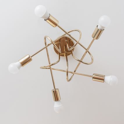 Virsmas piestiprināma griestu lustra OXFORD 5xE27/15W/230V zelta krāsā