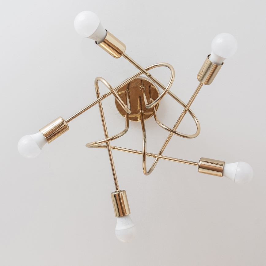 Virsmas piestiprināma griestu lustra OXFORD 5xE27/15W/230V zelta krāsā