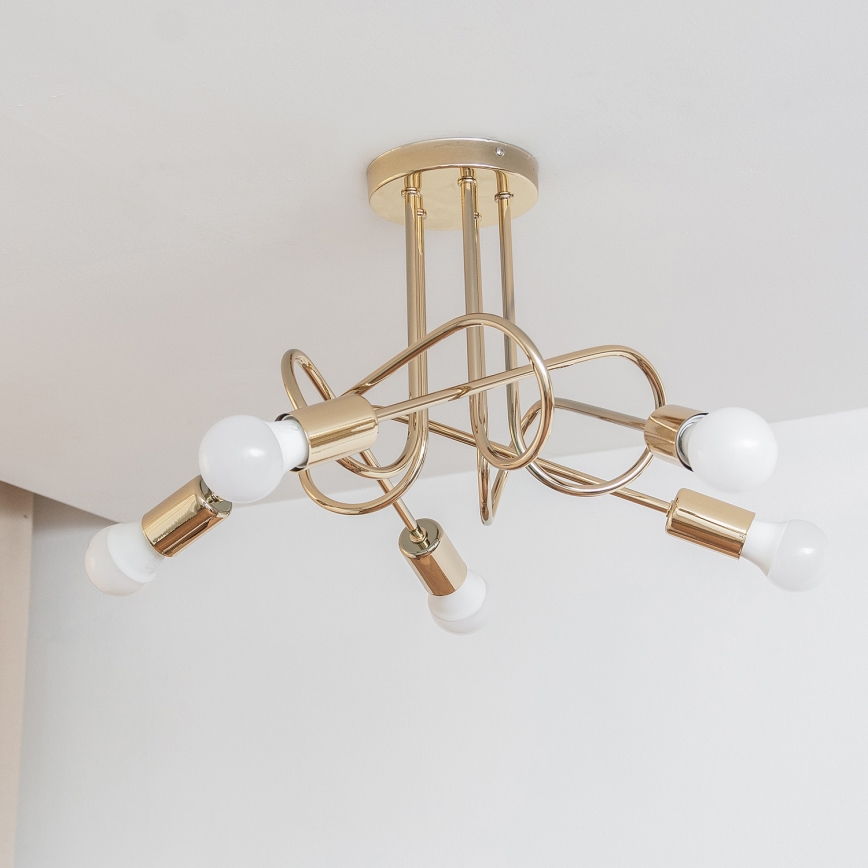 Virsmas piestiprināma griestu lustra OXFORD 5xE27/15W/230V zelta krāsā