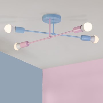 Virsmontējamā griestu lampa CAMBRIDGE 4xE27/15W/230V, zila/rozā