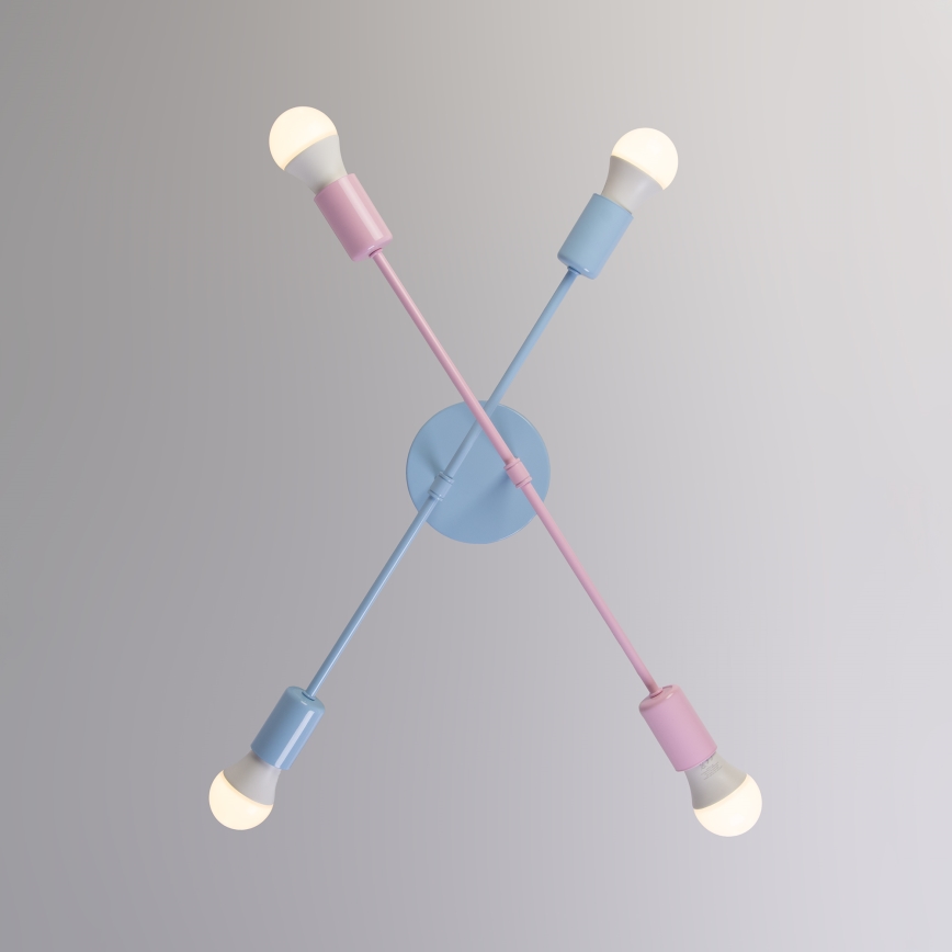 Virsmontējamā griestu lampa CAMBRIDGE 4xE27/15W/230V, zila/rozā