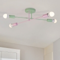 Virsmontējamā griestu lustra CAMBRIDGE 4xE27/15W/230V zaļa/rozā