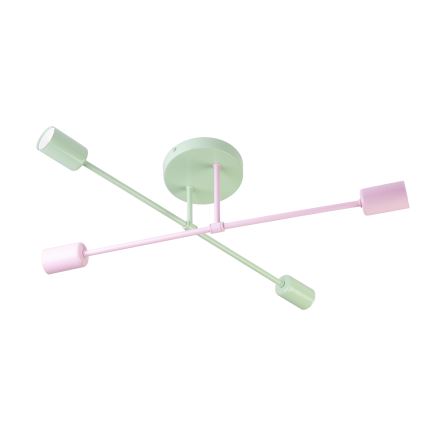 Virsmontējamā griestu lustra CAMBRIDGE 4xE27/15W/230V zaļa/rozā