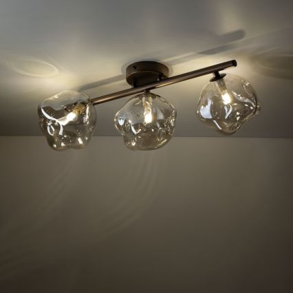 Virsmontējamā griestu lustra LAVA 3xG9/8W/230V bronzas/dūmakaini bēša