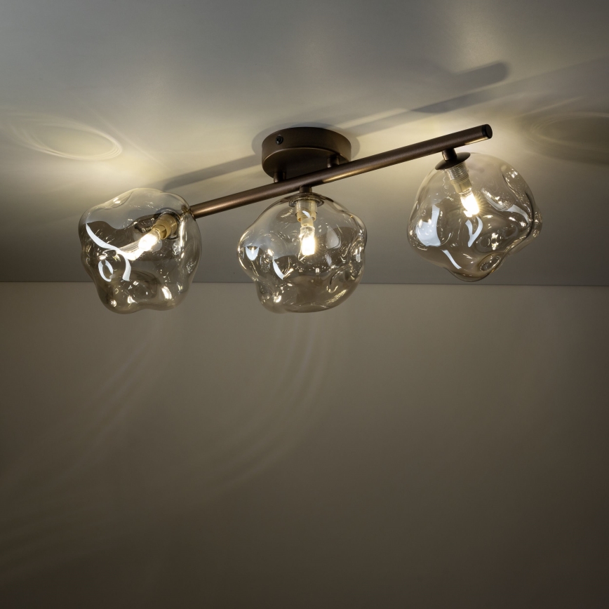 Virsmontējamā griestu lustra LAVA 3xG9/8W/230V bronzas/dūmakaini bēša