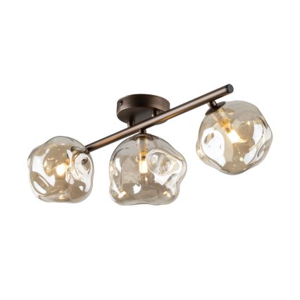 Virsmontējamā griestu lustra LAVA 3xG9/8W/230V bronzas/dūmakaini bēša