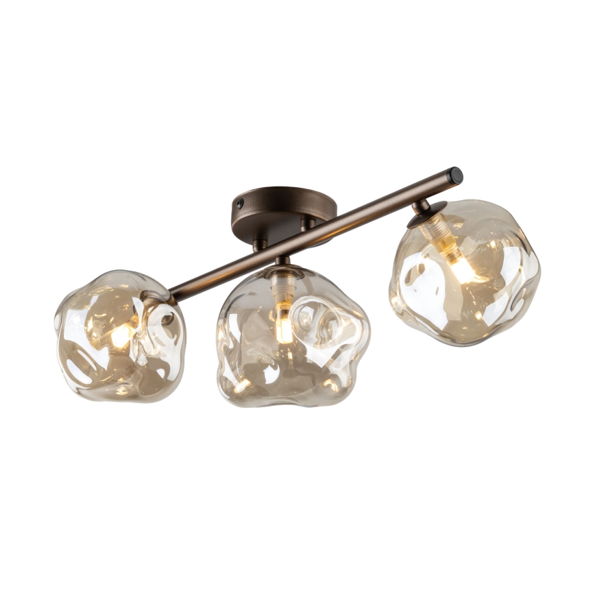 Virsmontējamā griestu lustra LAVA 3xG9/8W/230V bronzas/dūmakaini bēša