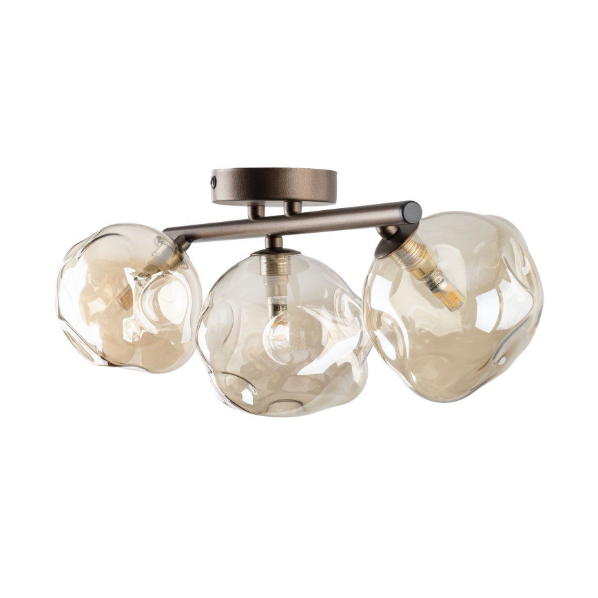 Virsmontējamā griestu lustra LAVA 3xG9/8W/230V bronzas/dūmakaini bēša
