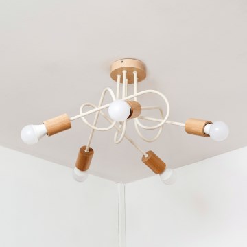 Virsmontējamā lustra OXFORD 5xE27/15W/230V priede/krēmkrāsa
