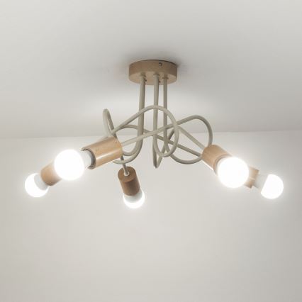 Virsmontējamā lustra OXFORD 5xE27/15W/230V priede/krēmkrāsa